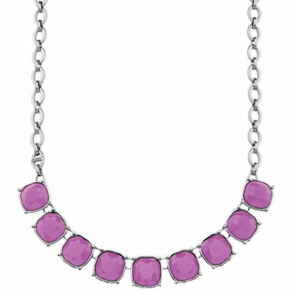 LS-37 Lia Sophia Jewelry Large Faceted Resin Magenta Necklace